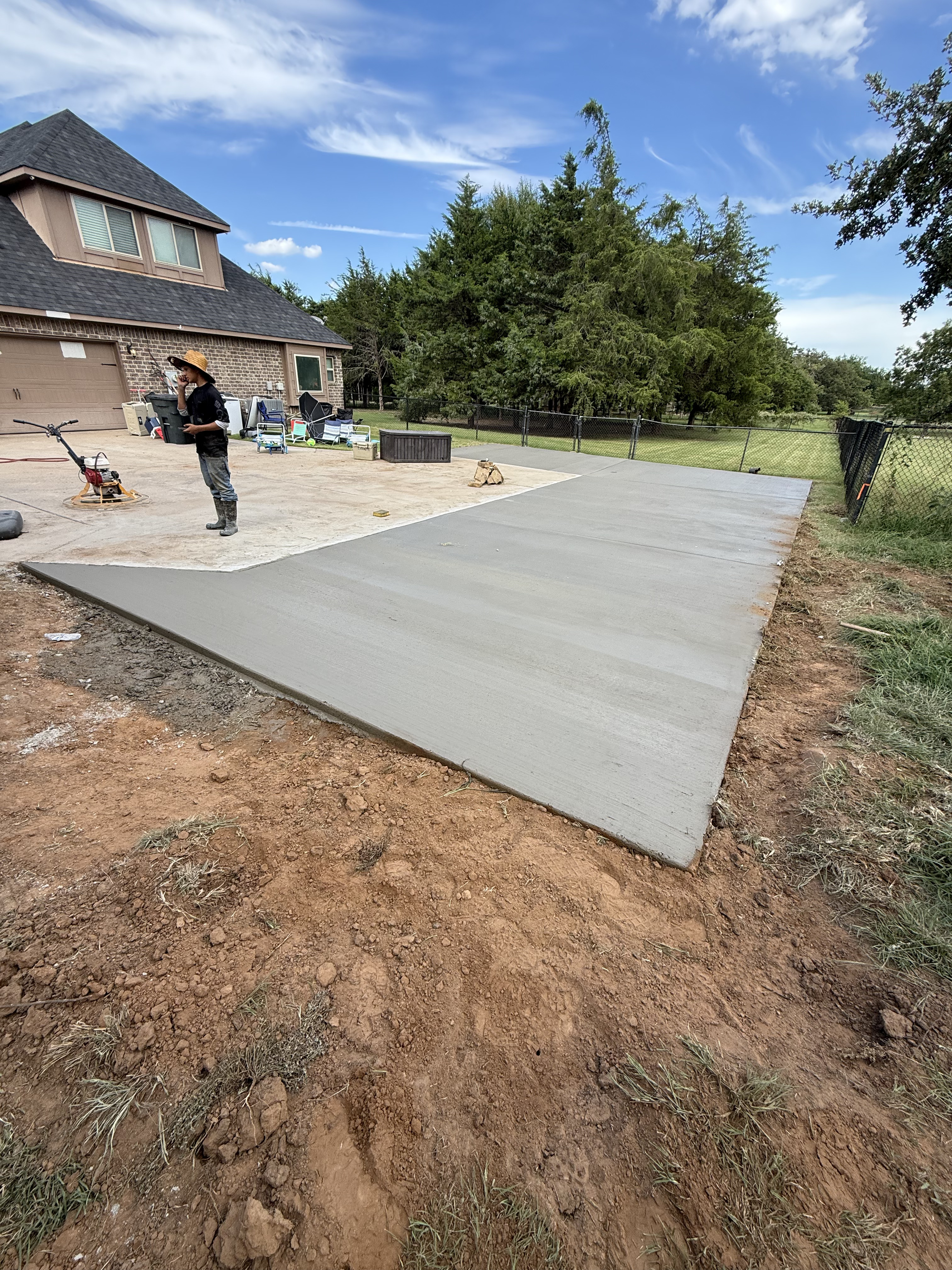 Residential concrete driveway pour in progress